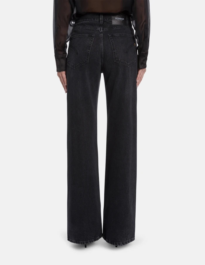 Wide-Leg Jeans with Ornate Gold Button Detailing