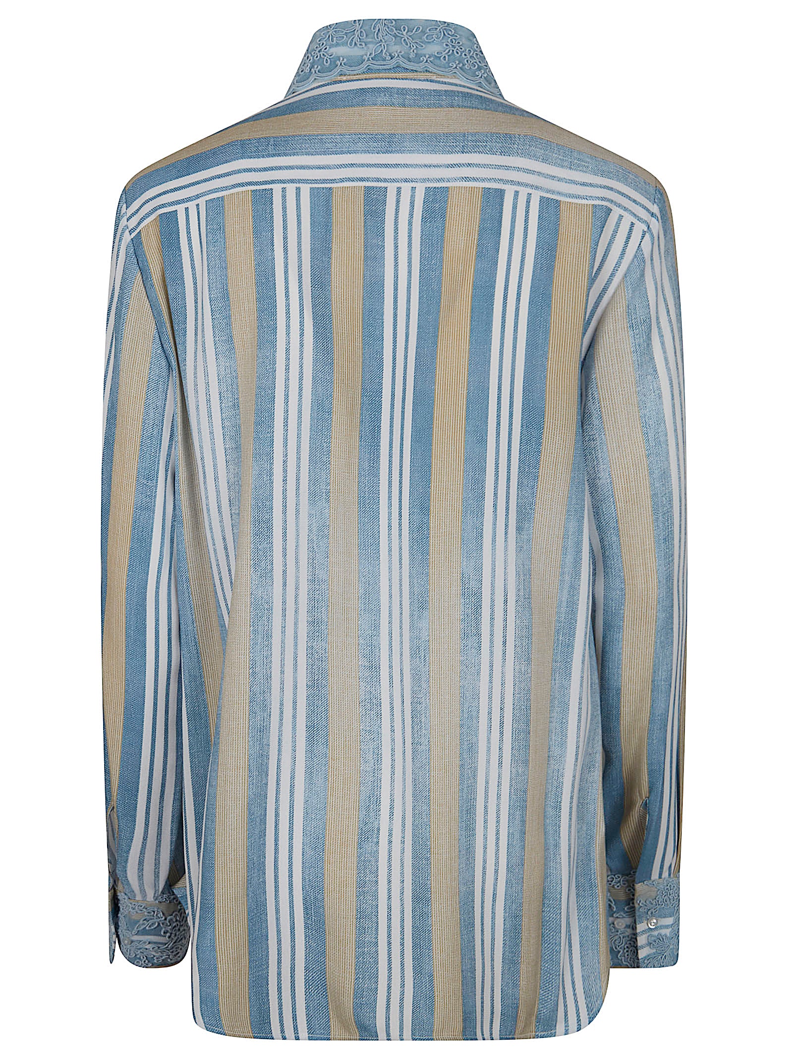 Button-Down Long-Sleeved Shirt With Delicate Lace Accents