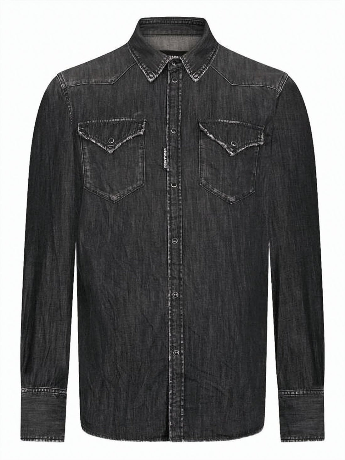 Black Washed Denim Chest Pocket Shirt