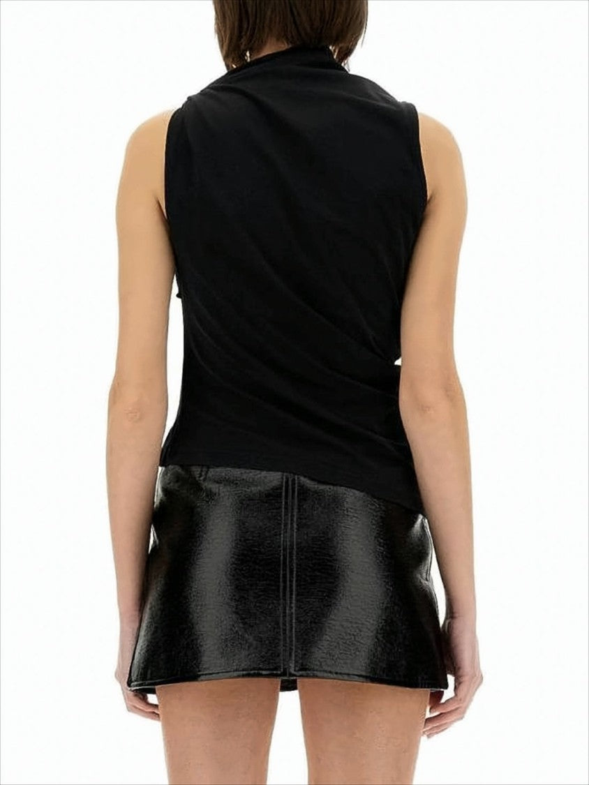Draped Neckline Cotton Sleeveless Top