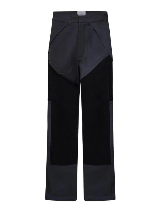 Tailored Patchwork Straight Pants With Structured Waistband