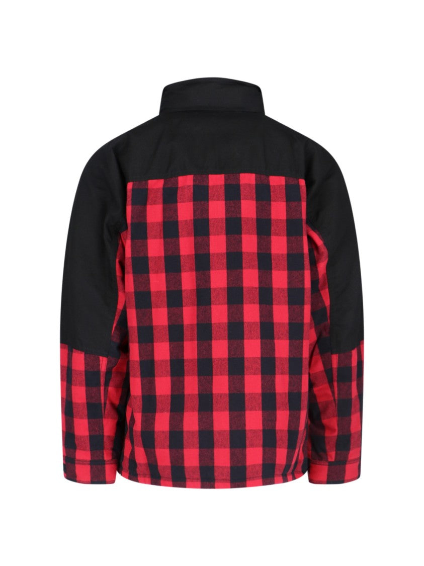 Checked Technical Jacket In Black Cotton Geometric Checked