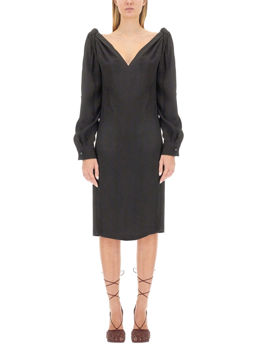 Viscose Midi Dress with Flowing Silhouette