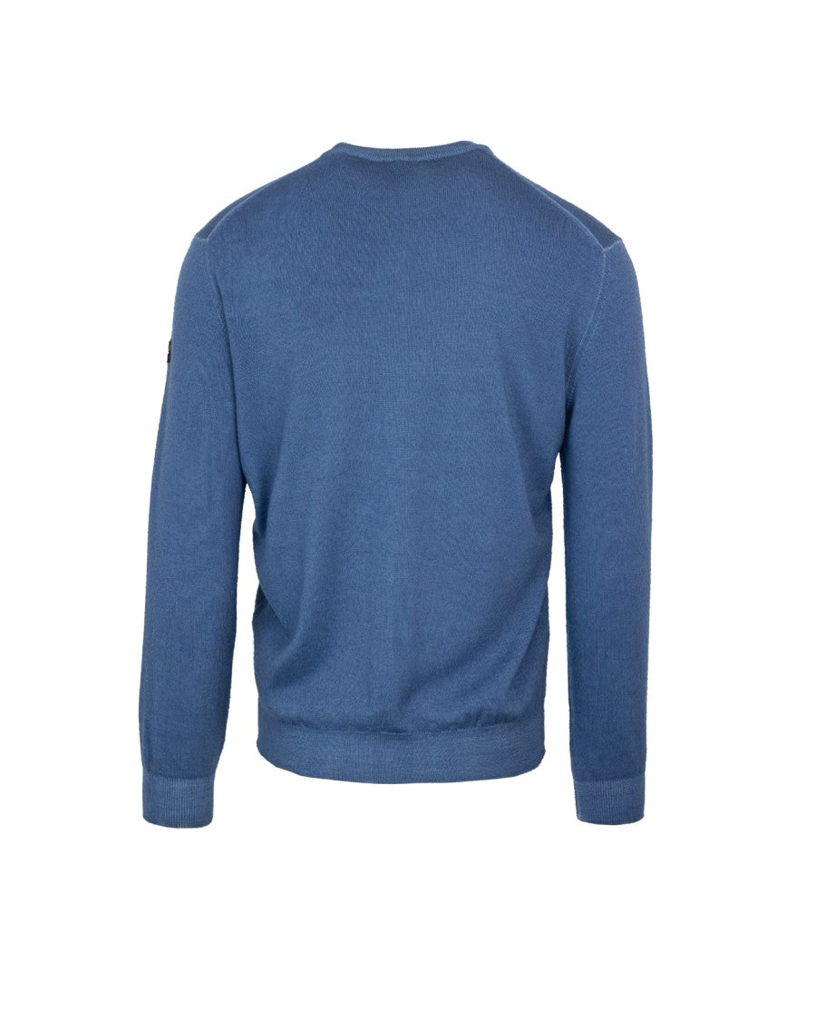 Light Blue Extrafine Wool Crew Neck