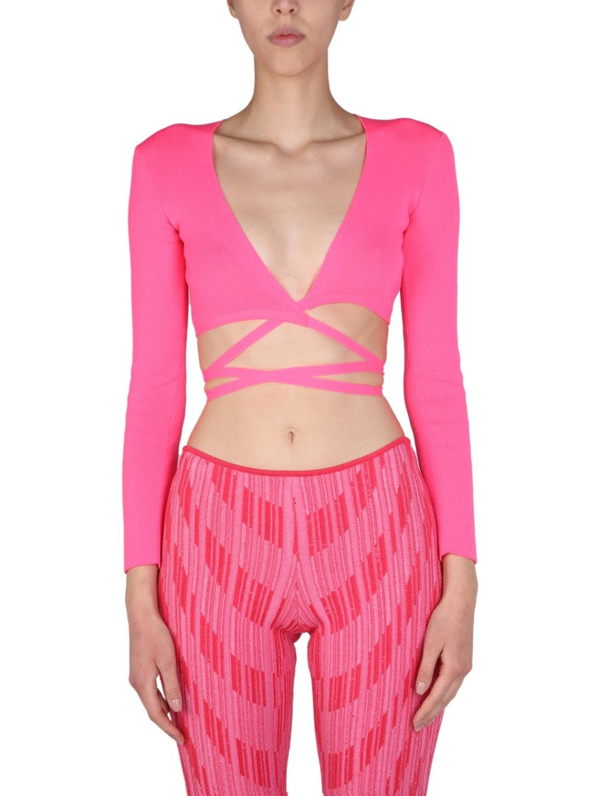 Cropped Top With Wide V-Neck