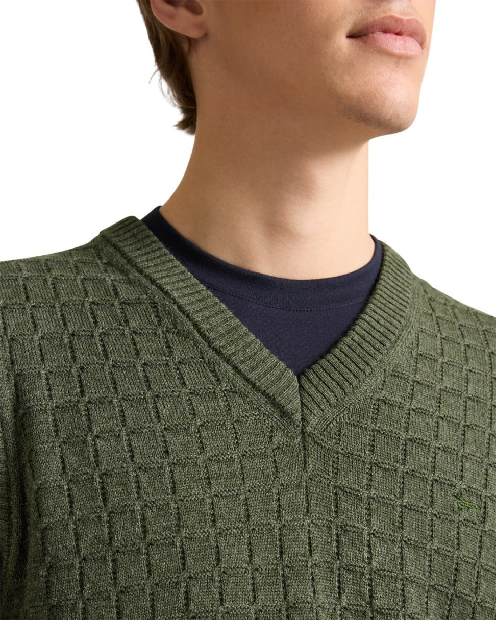 Textured Knit Gilet With Ribbed V-Neck