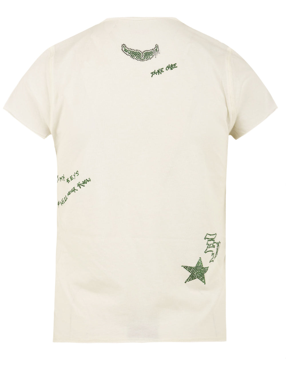 Short-Sleeved Top with Rhinestone Heart Embellishments