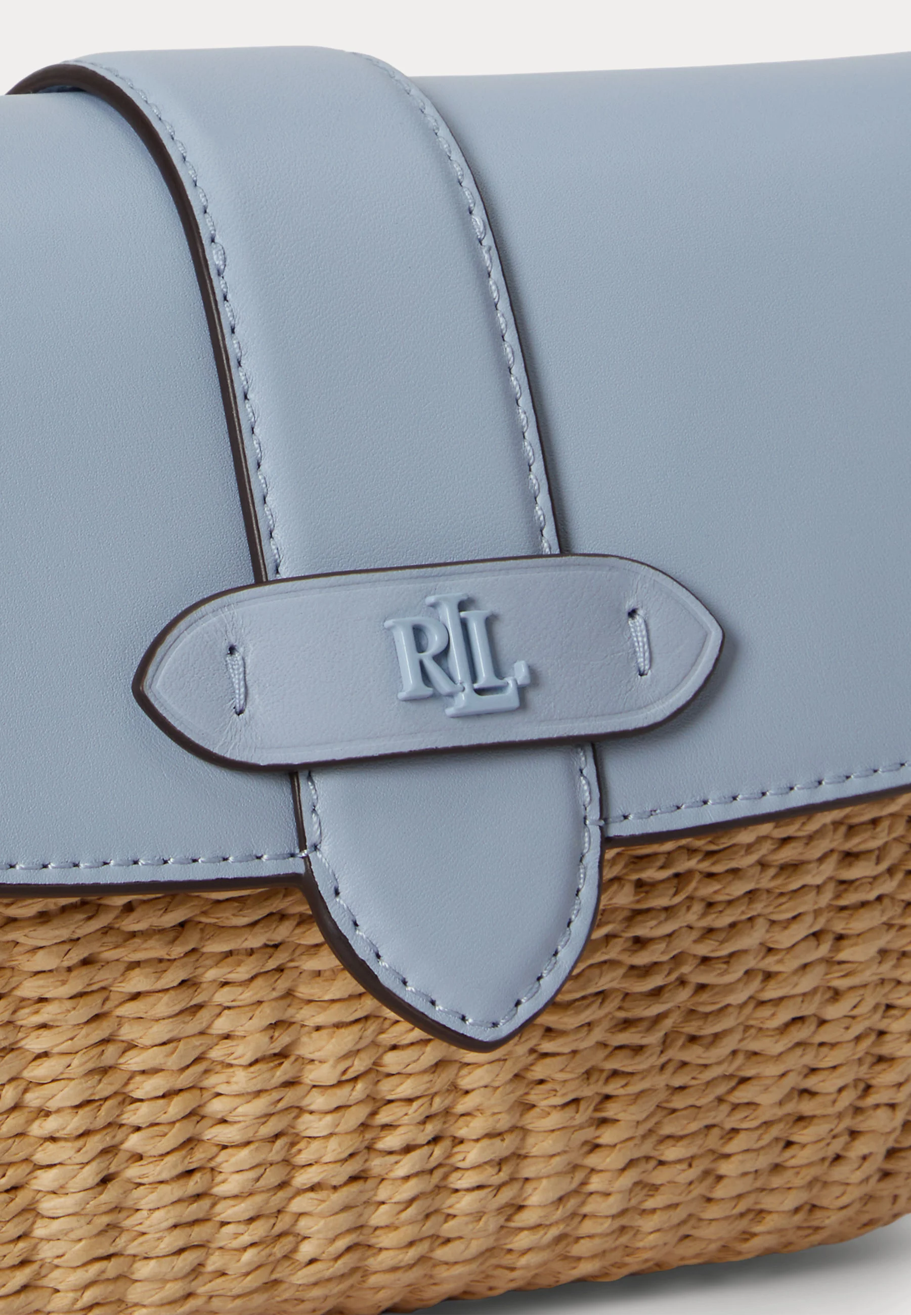 Woven Straw Shoulder Bag with Smooth Flap