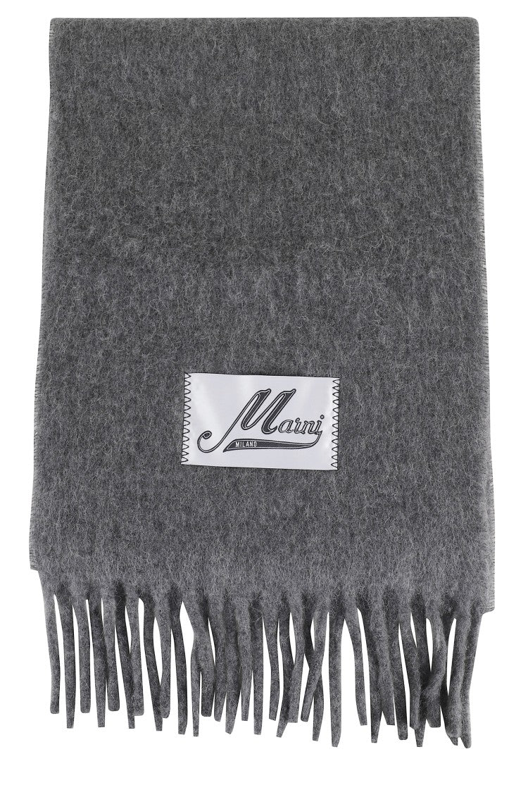 Fringed Gray Alpaca Scarf