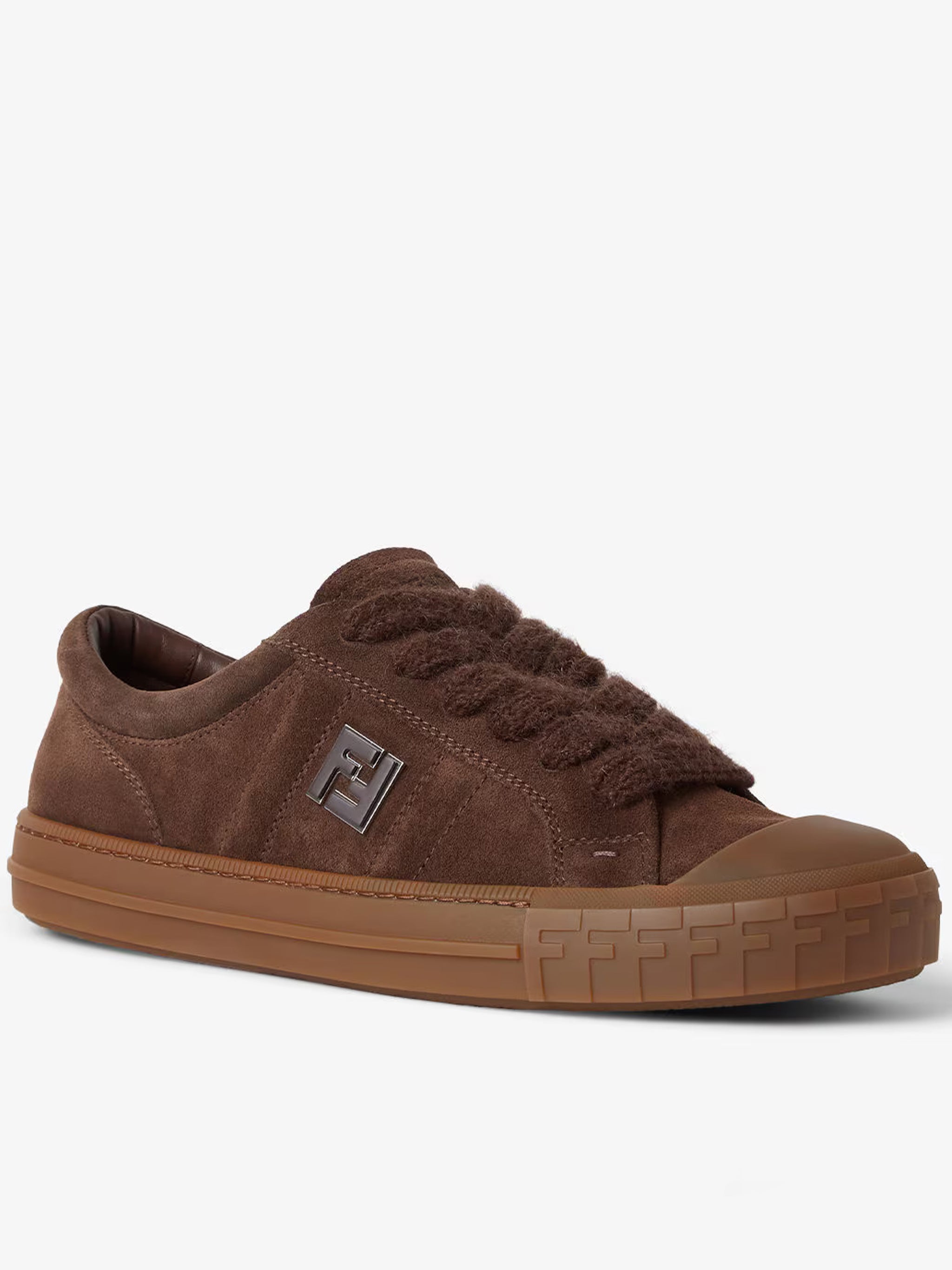 Domino Brown Suede Textured Lace Sneakers