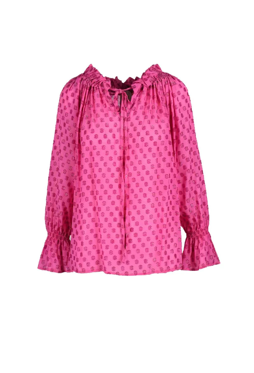 Fluid Drape Blouse with Gathered Neckline