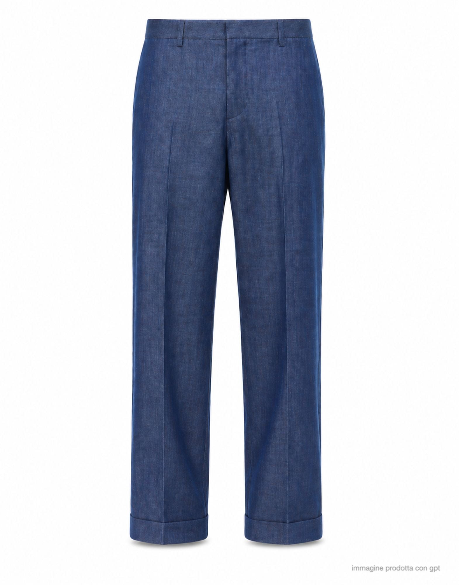 Straight Fit Pleated Trousers With Turn Up