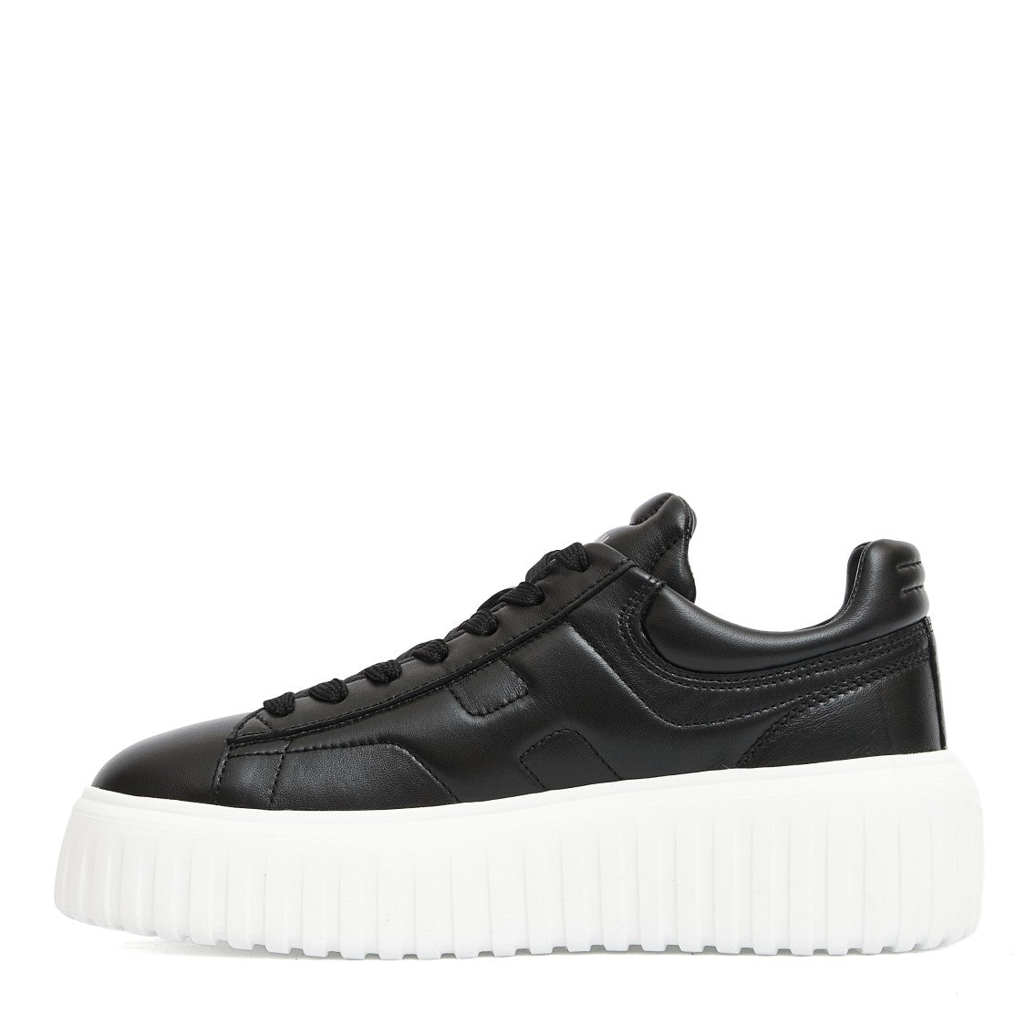 H Stripe Black Leather Sneakers