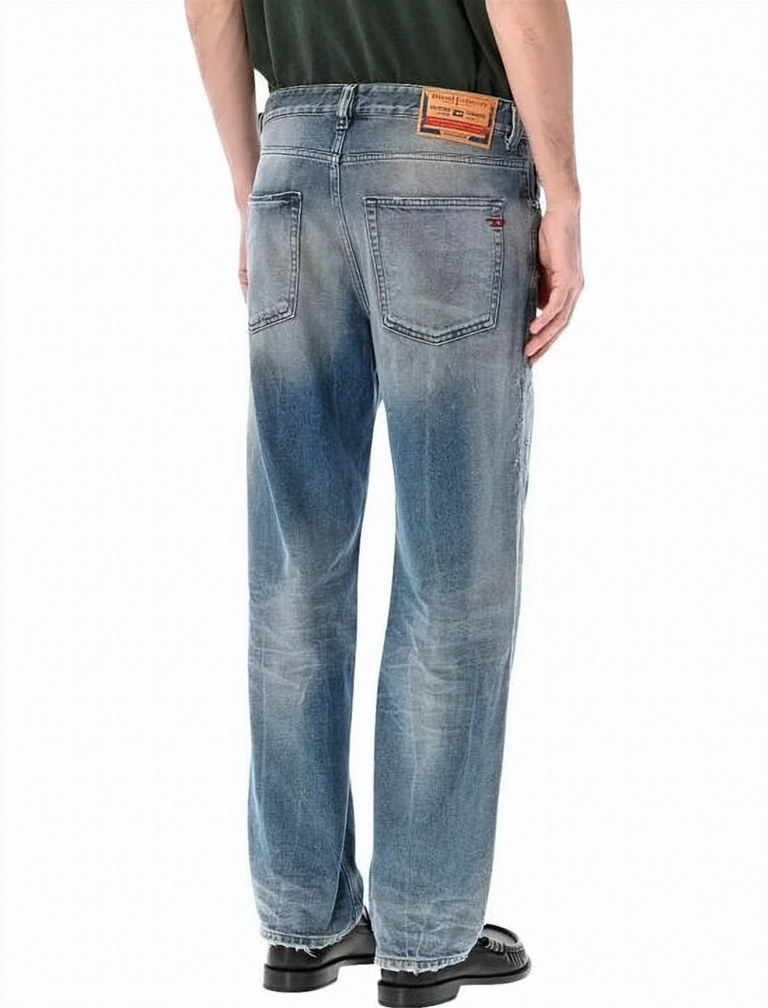 Relaxed Fit Denim Pants with Faded Wash