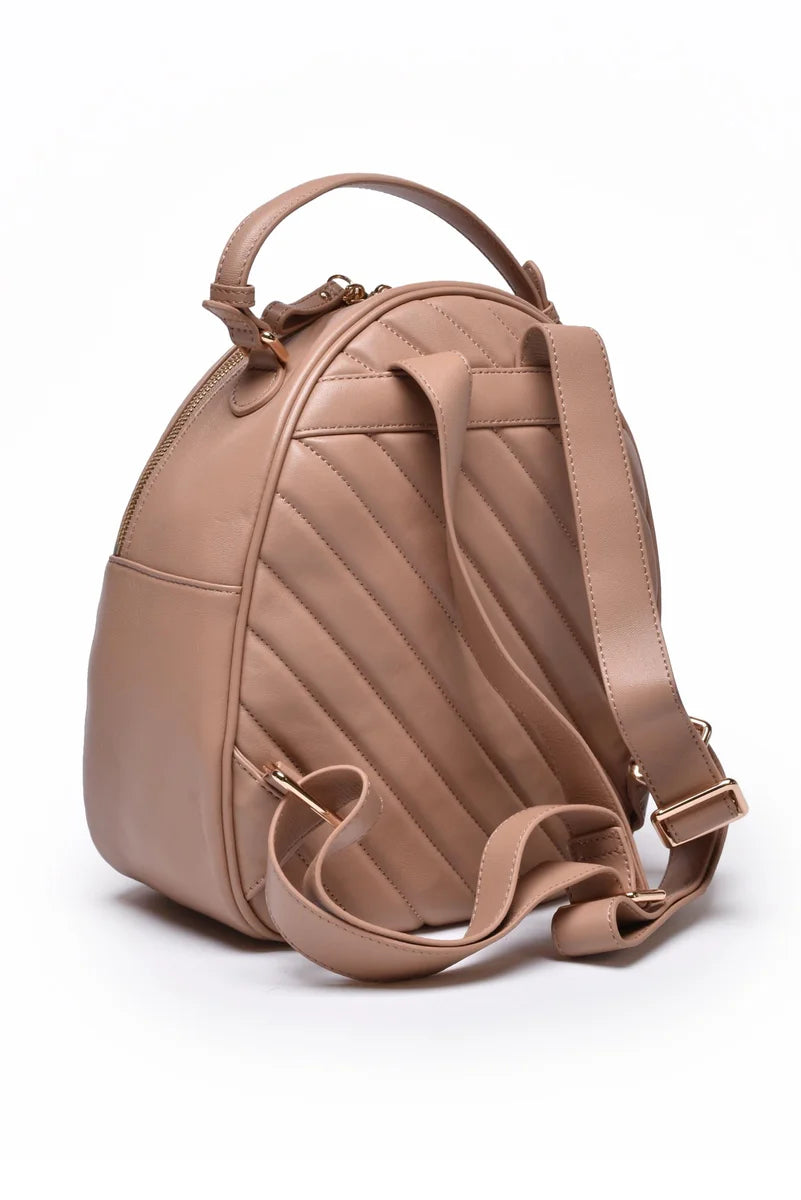 Leather Backpack - Beige