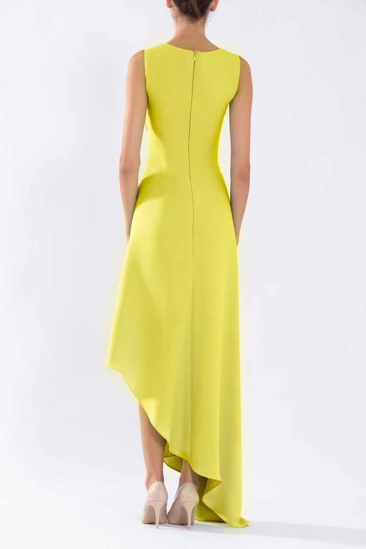 Crepe, High-Low Dress With Matching Embroidery
