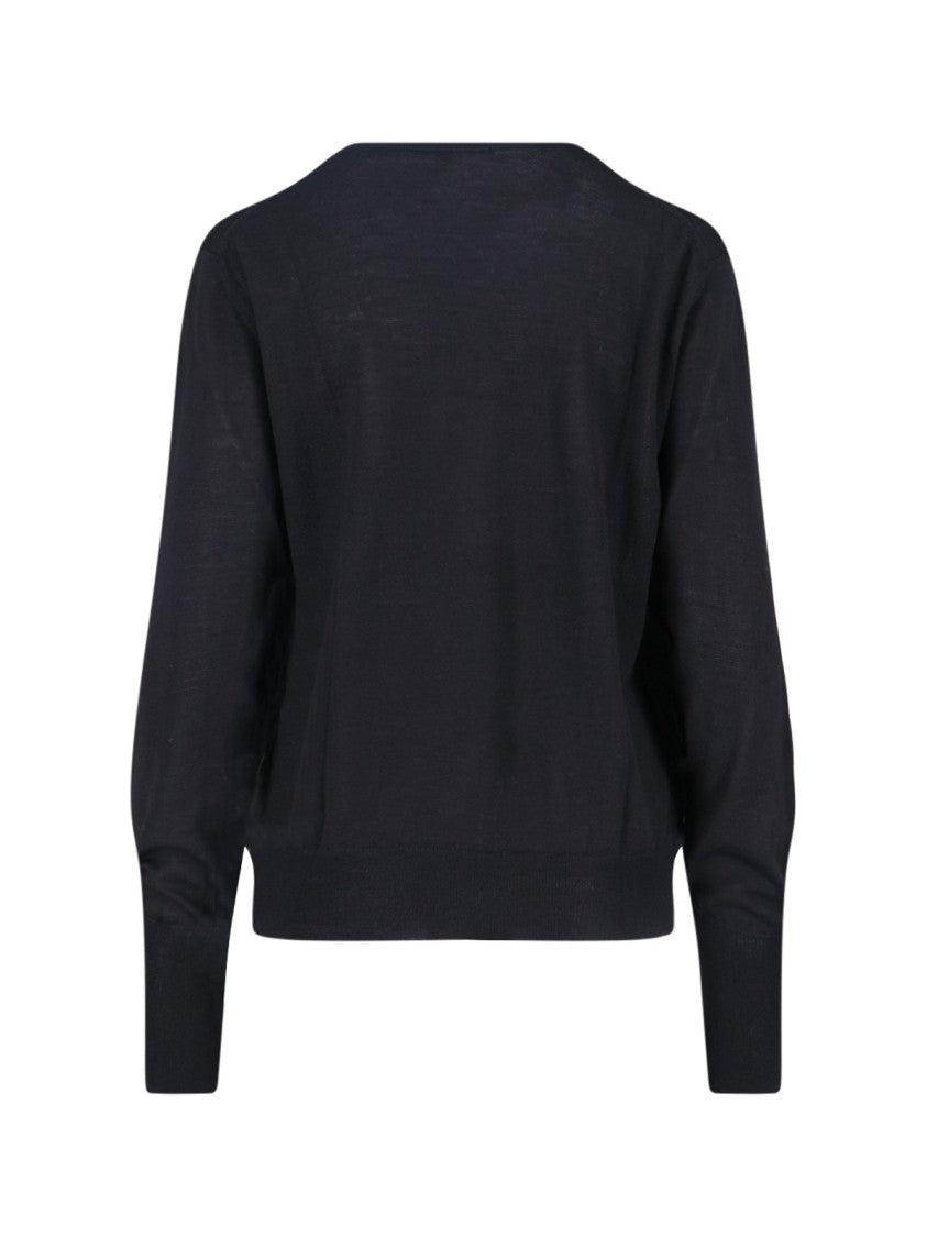 Classic Black Knit Sweater With Round Neckline