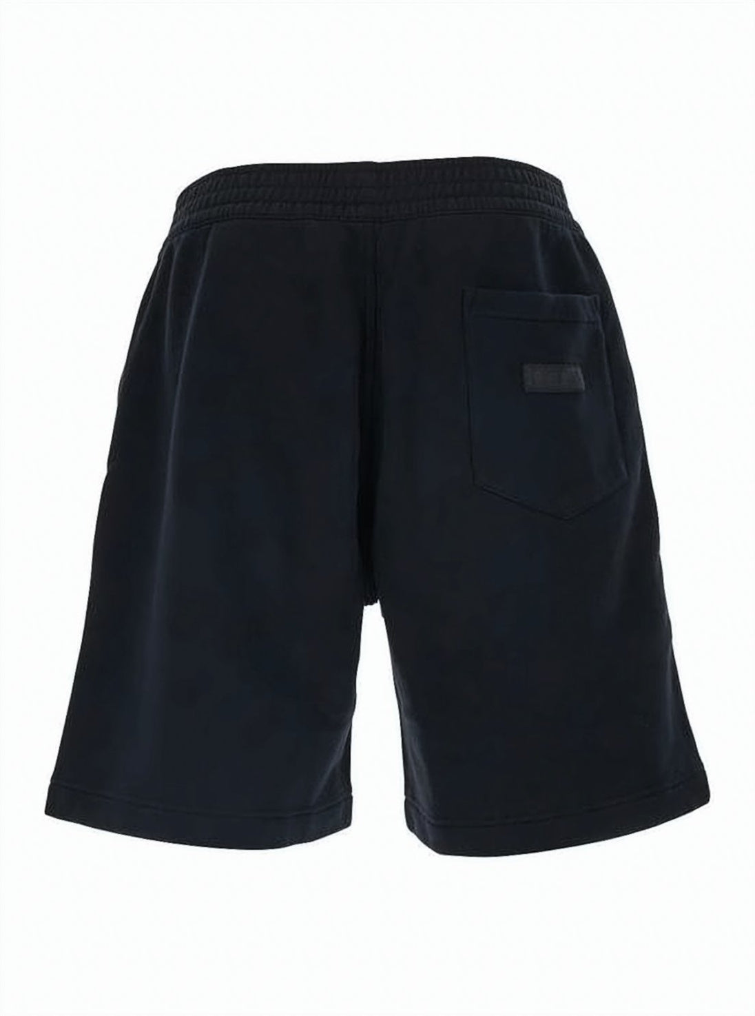 Relaxed Fit Black Cotton Shorts with Elastic Waistband and Subtle Patch