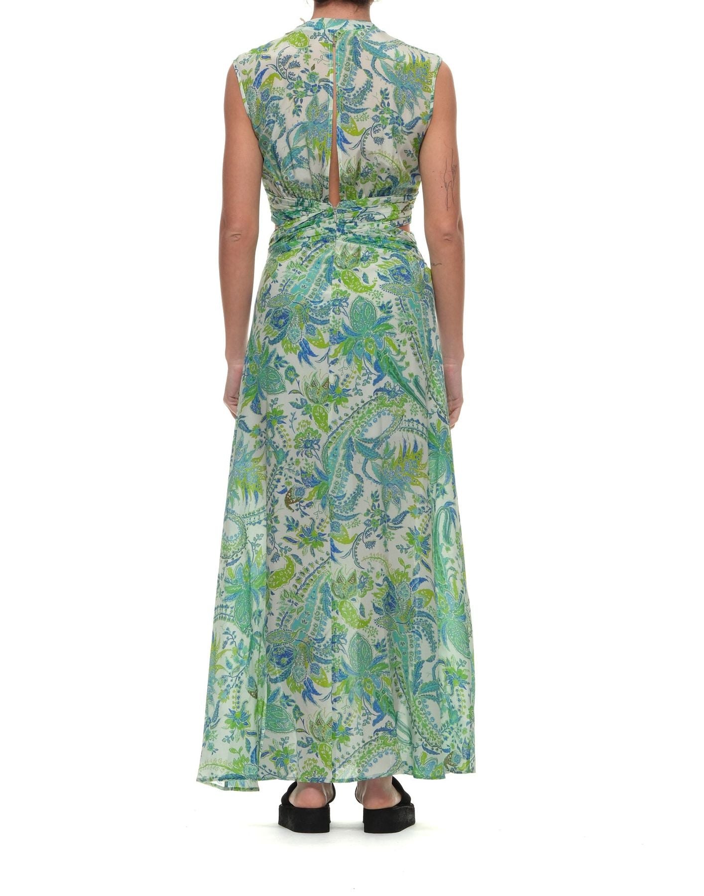 Silk Crepe Dress With Embossed Crisscross