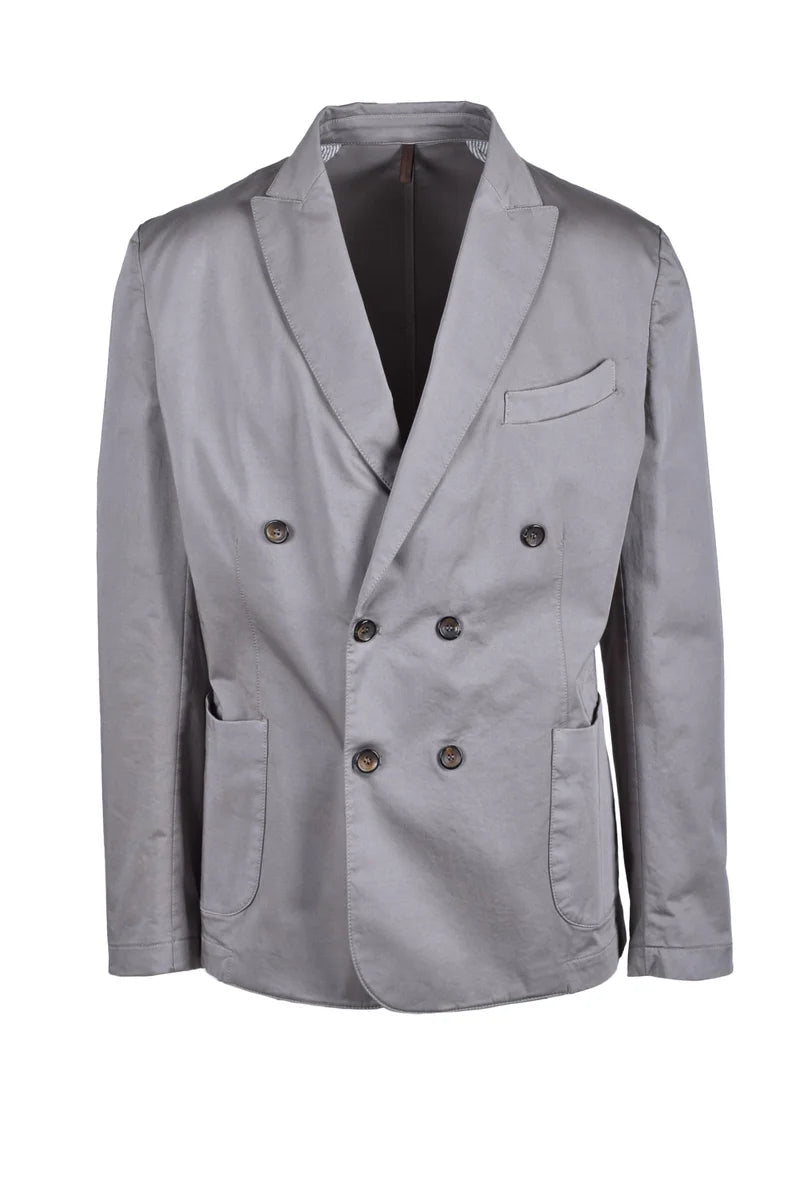 Double-Breasted Turquoise Jacket with Classic Lapel
