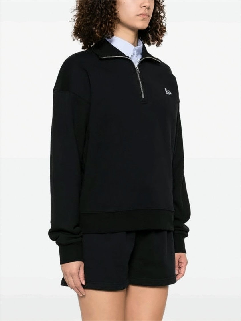 Long-Sleeve Pullover With Half-Zip And Embroidered Logo