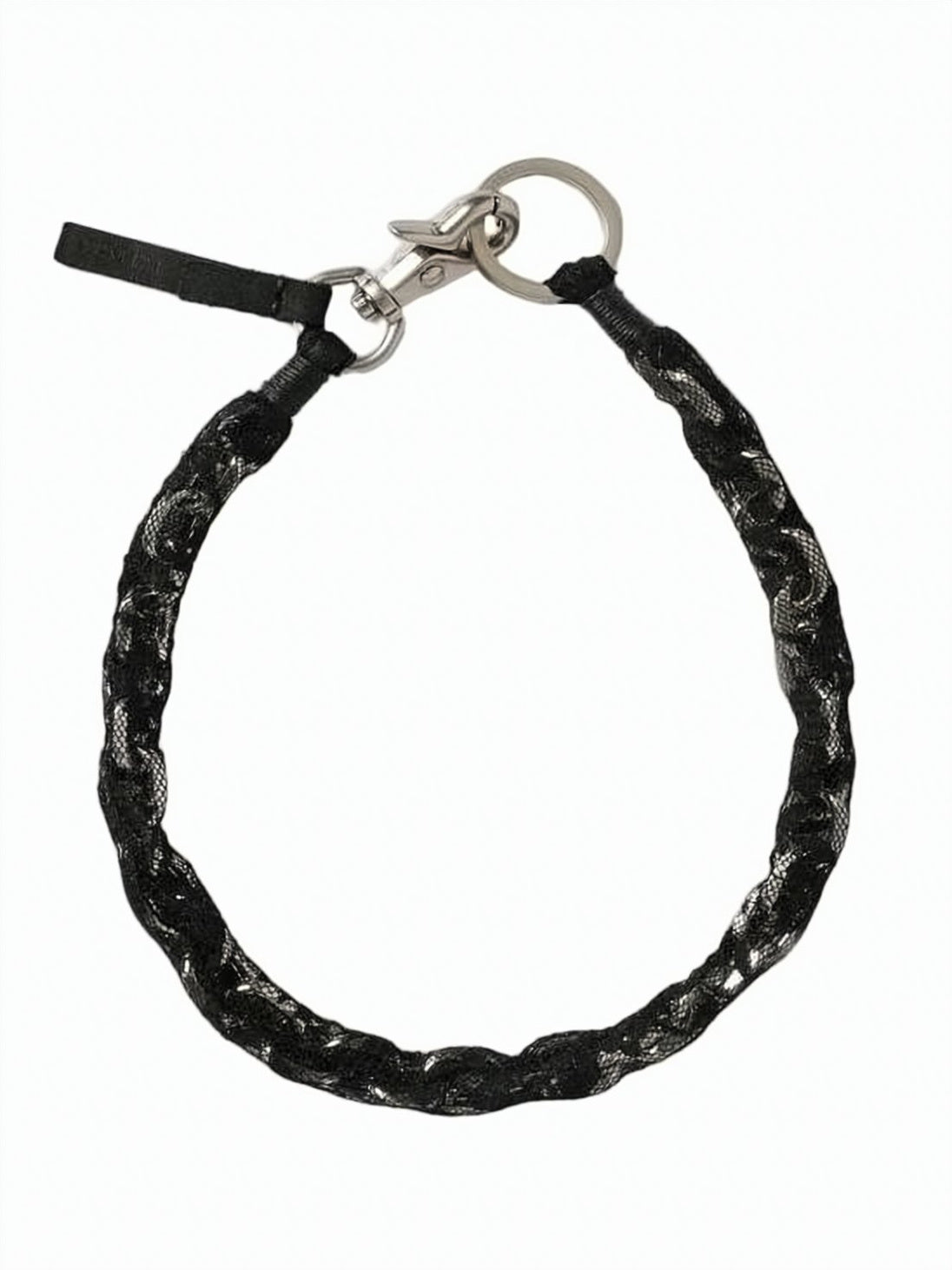 Keyring with Braided Nylon and Metallic Accents