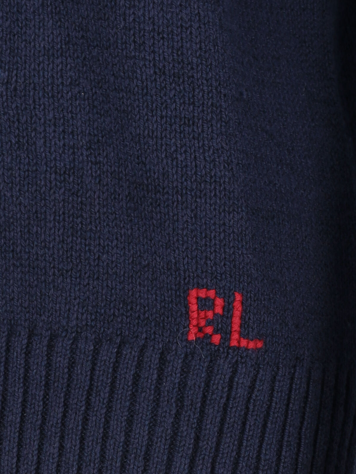 Navy Polo Bear Embroidered Knit Sweater