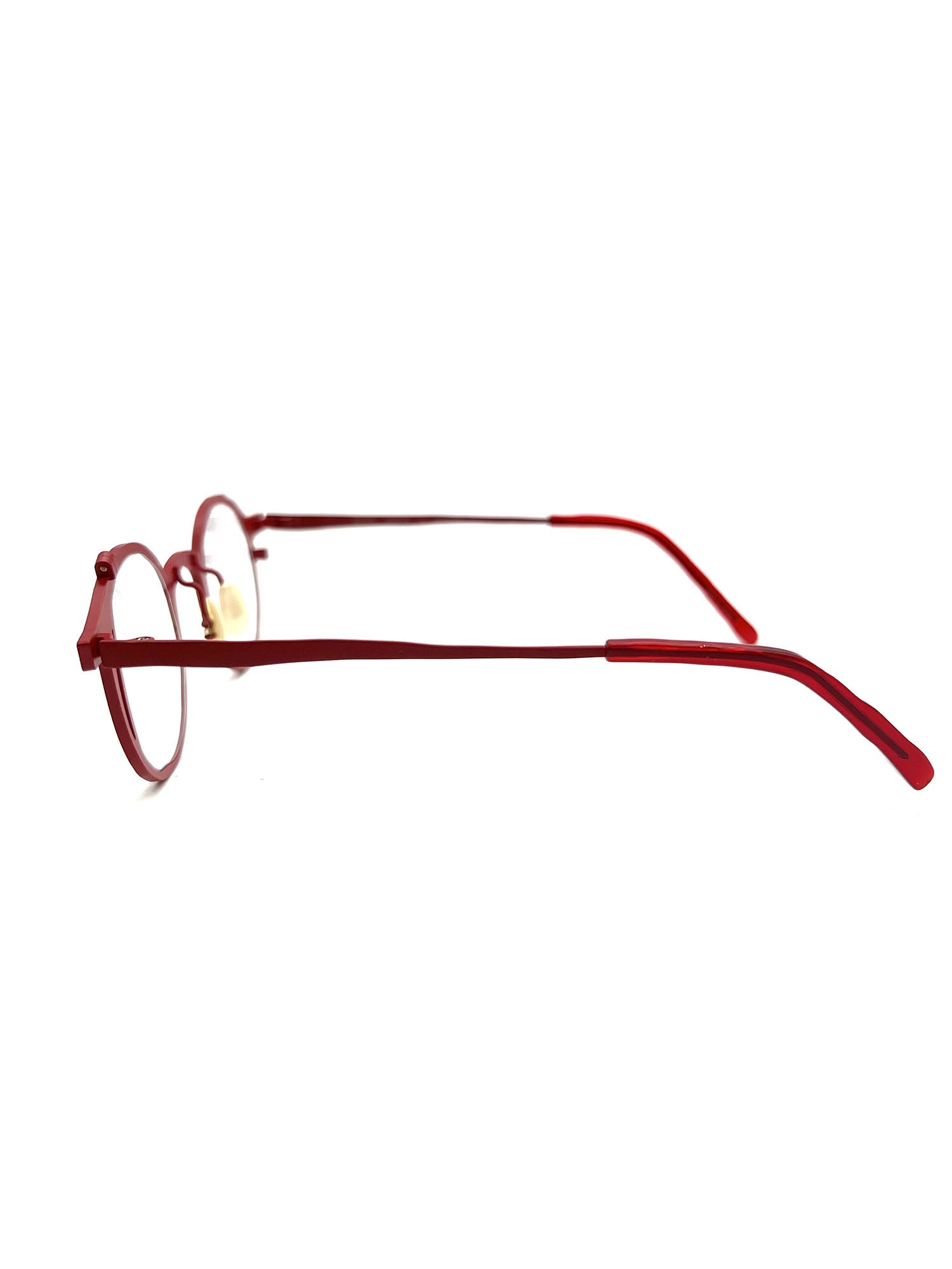 Round Red Metal Optical Frames with Bold Aesthetic
