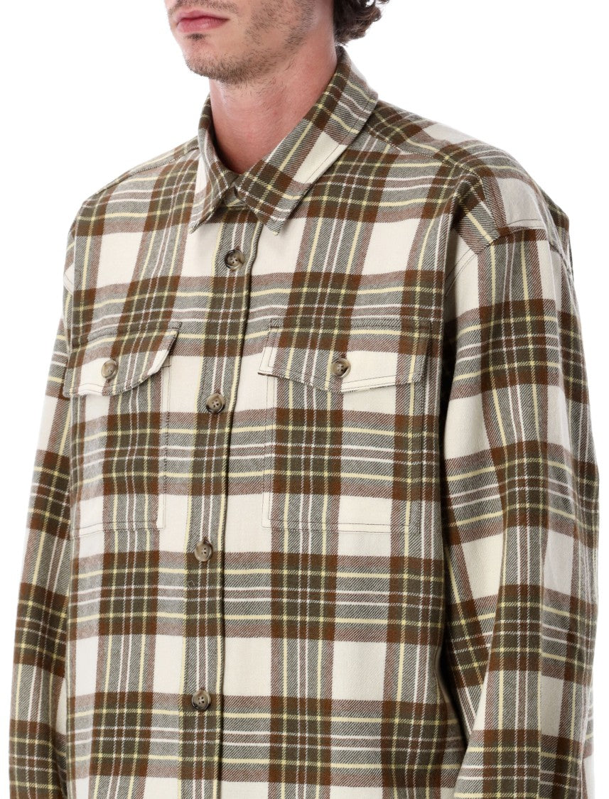 Checked Green Shirt With Structured Collar