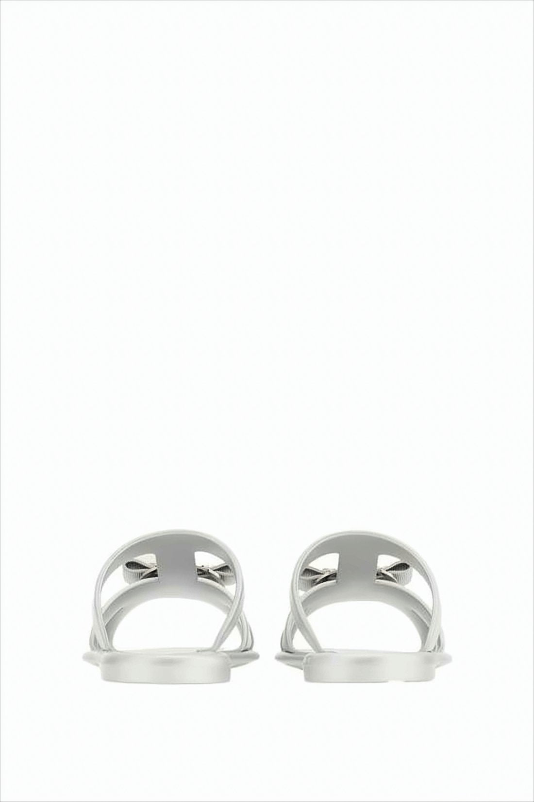 Silver Slip-On Mules with Decorative Bow