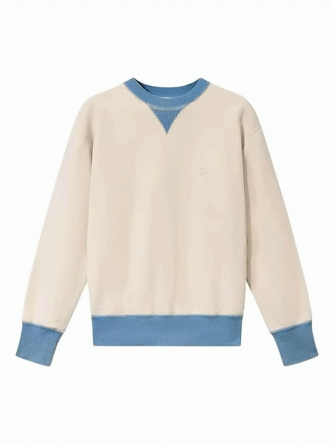 Beige Relaxed Fit Ribbed Trim Top
