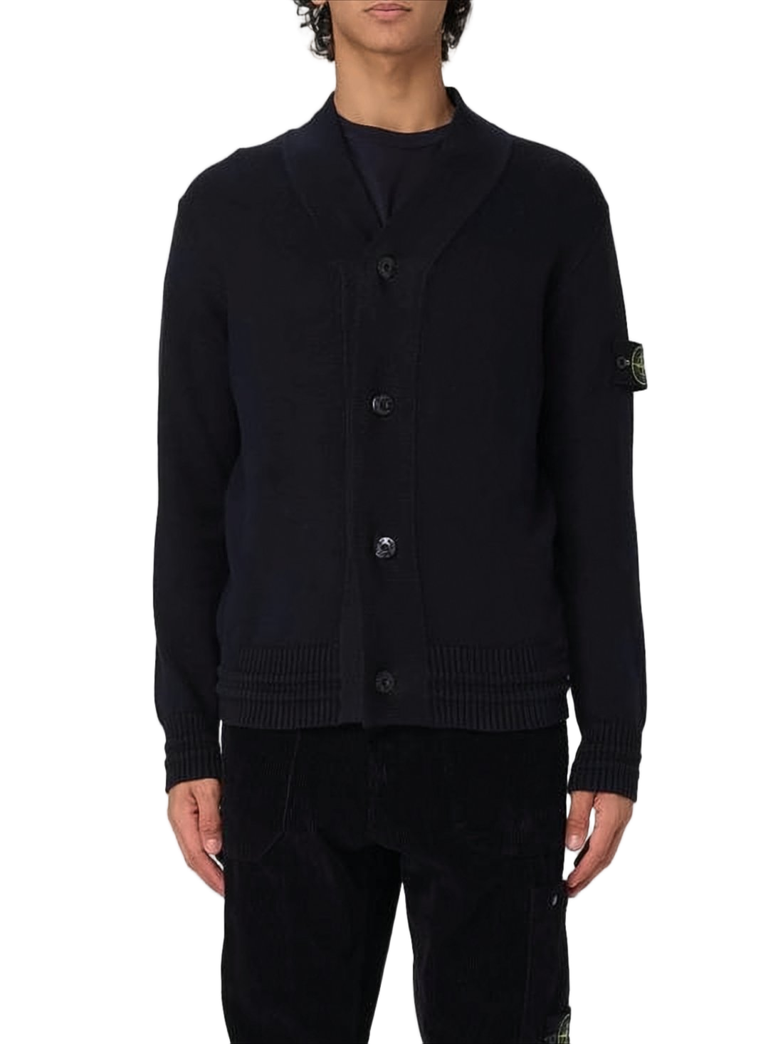 Classic Button-Up Black Knit Cardigan