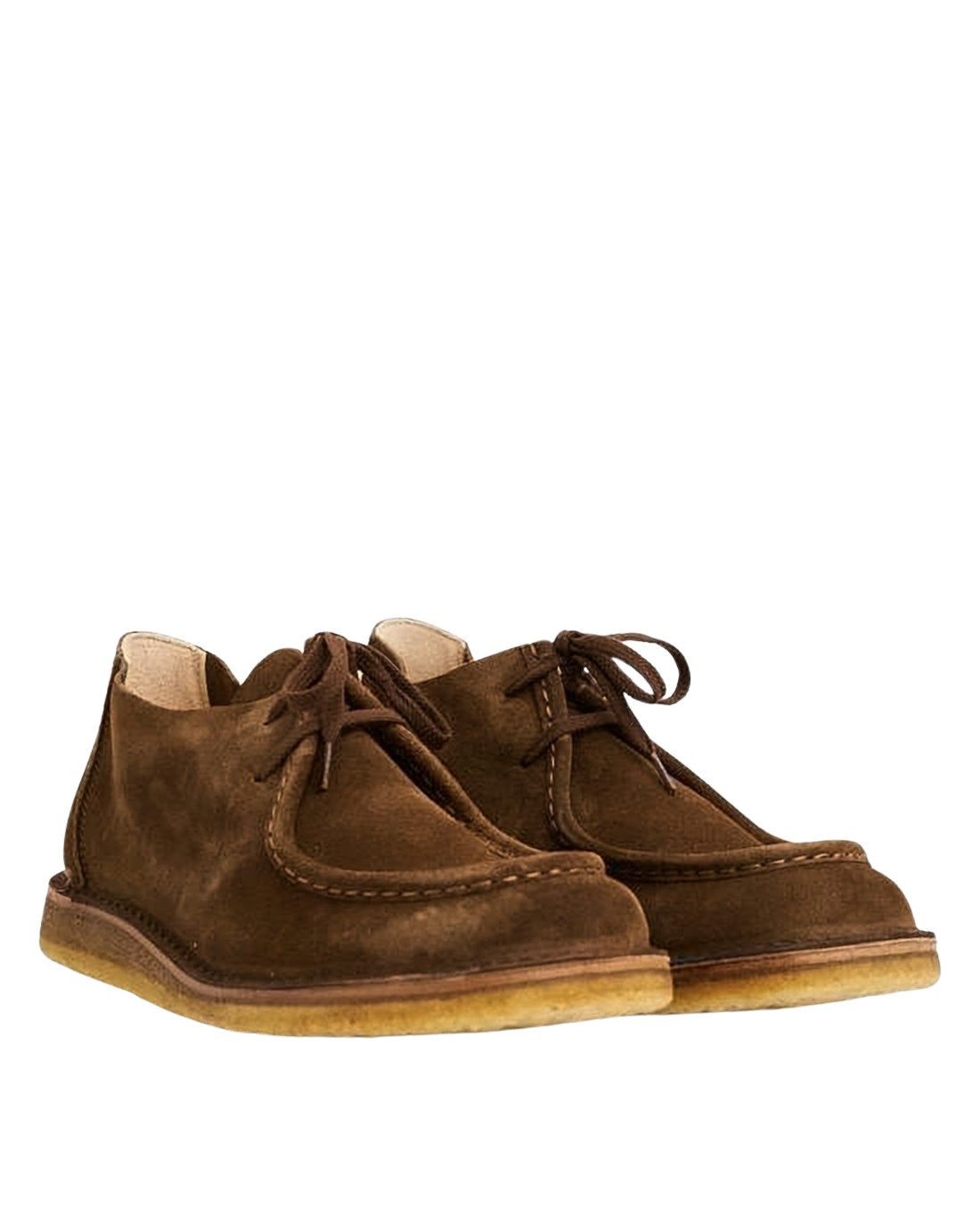 Brown Suede Loafers with Lace-Up Design