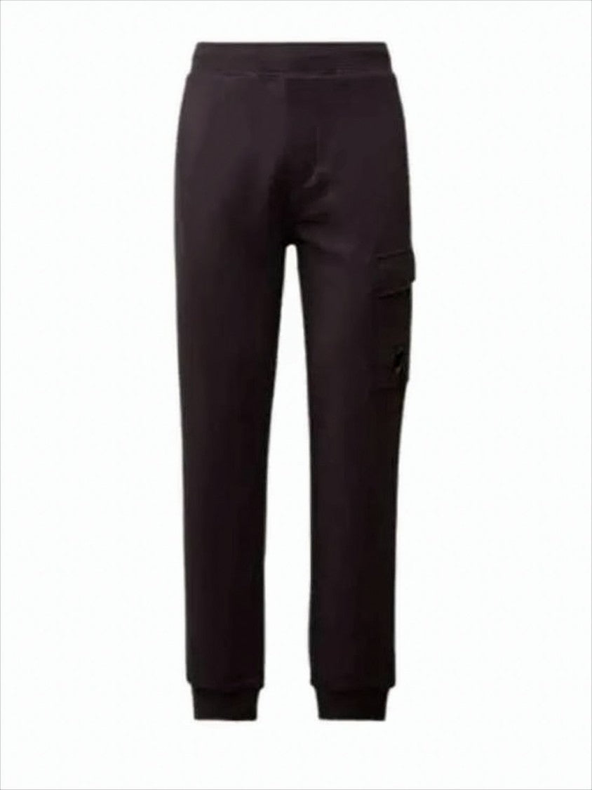 Tapered Black Jogger Pants With Cargo Pocket And Ribbed Cuffs