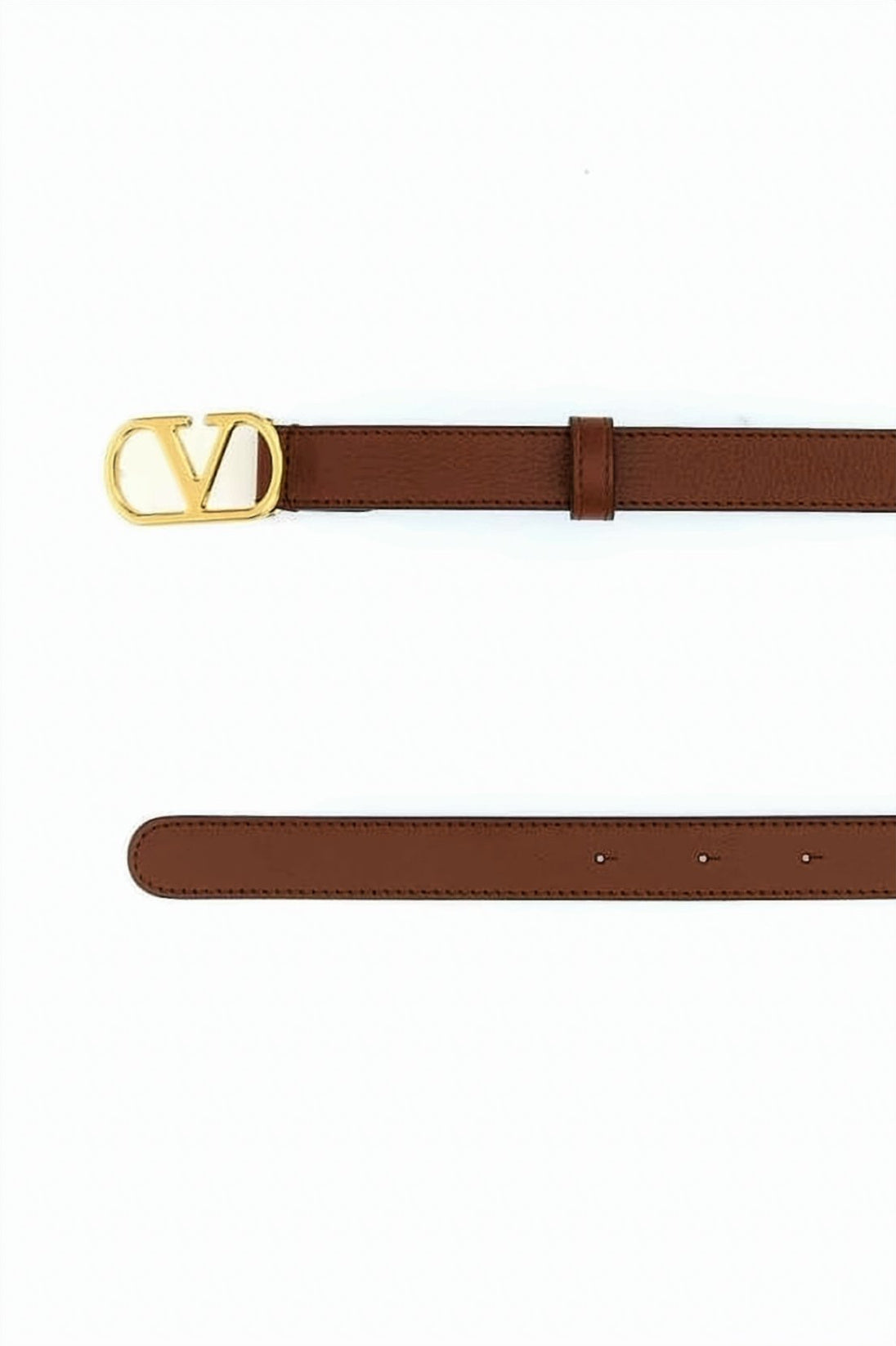 Smooth Brown Cowhide Belt with Polished Gold-tone Buckle