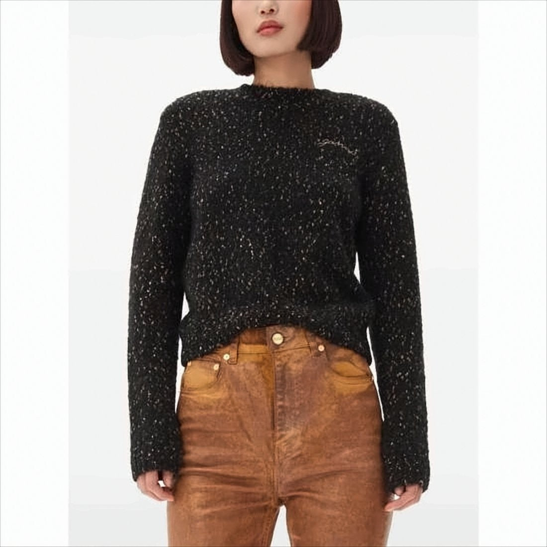 Textured Knit Sweater with Classic Crew Neckline