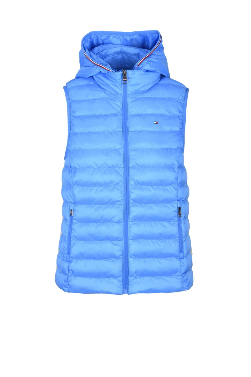 Light Blue Padded Polyester Women Gilet
