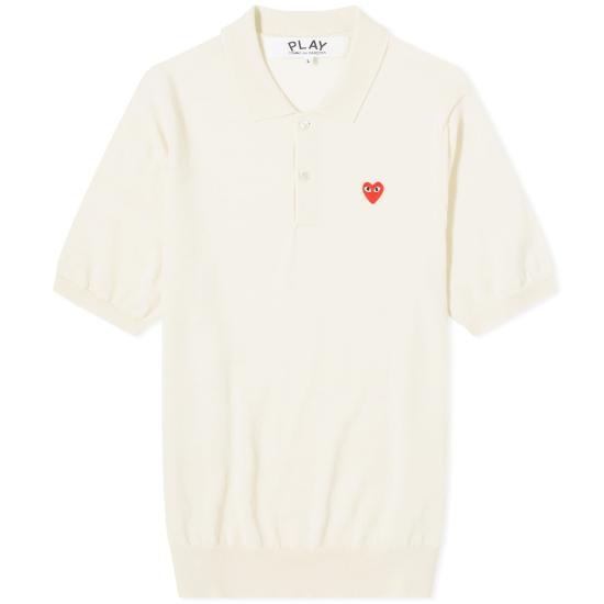 Classic Wool Polo Shirt With Subtle Collar And Heart Emblem
