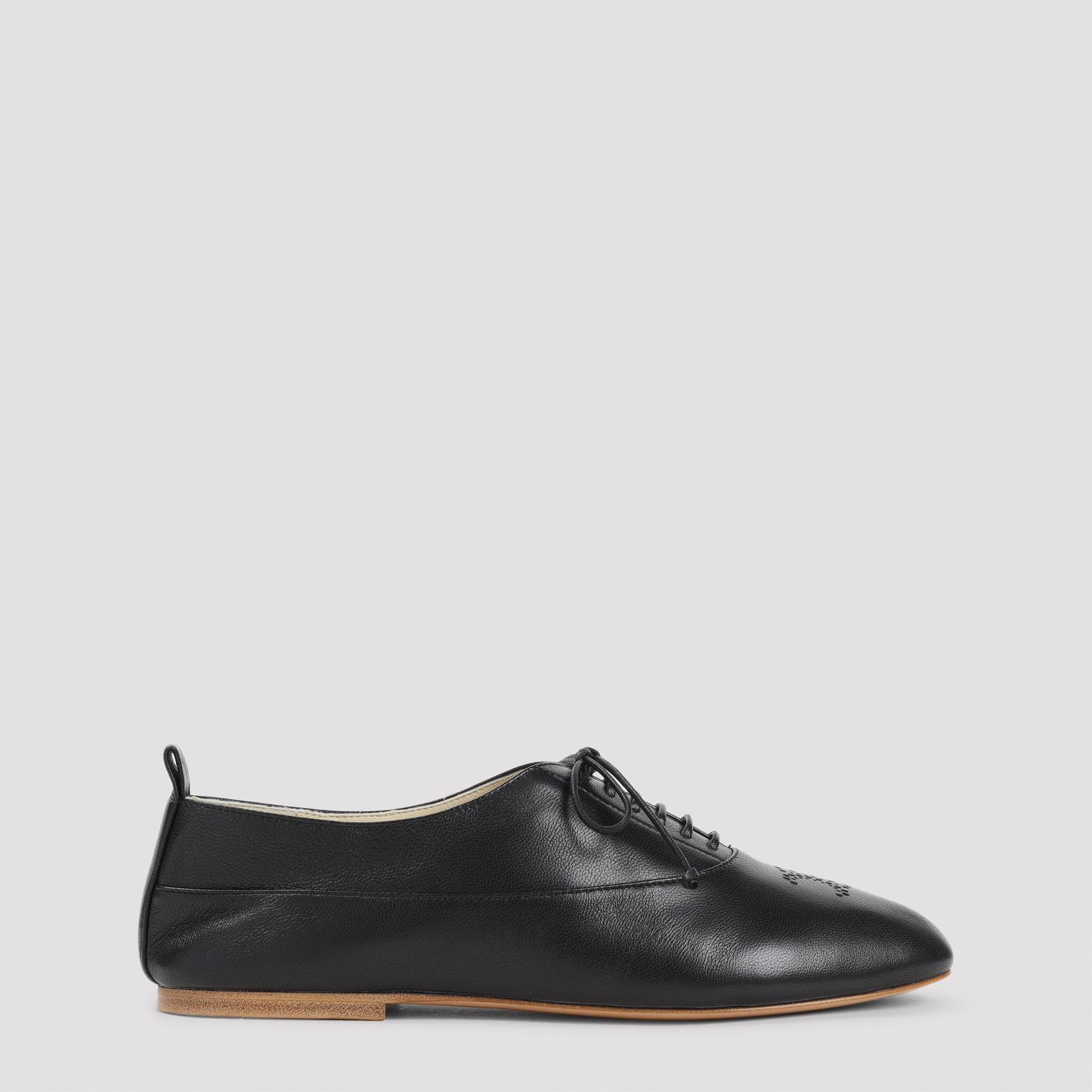 Almond Toe Derby Shoes In Black Lamb Leather