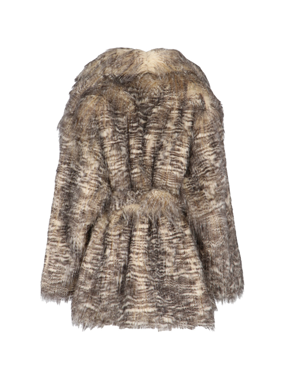 Textured Faux Fur Jacket With Striped Pattern