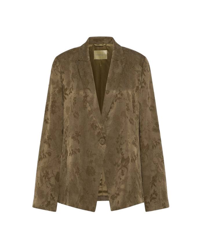 Relaxed Jacquard Cupro Jacket With Single-Button Closure