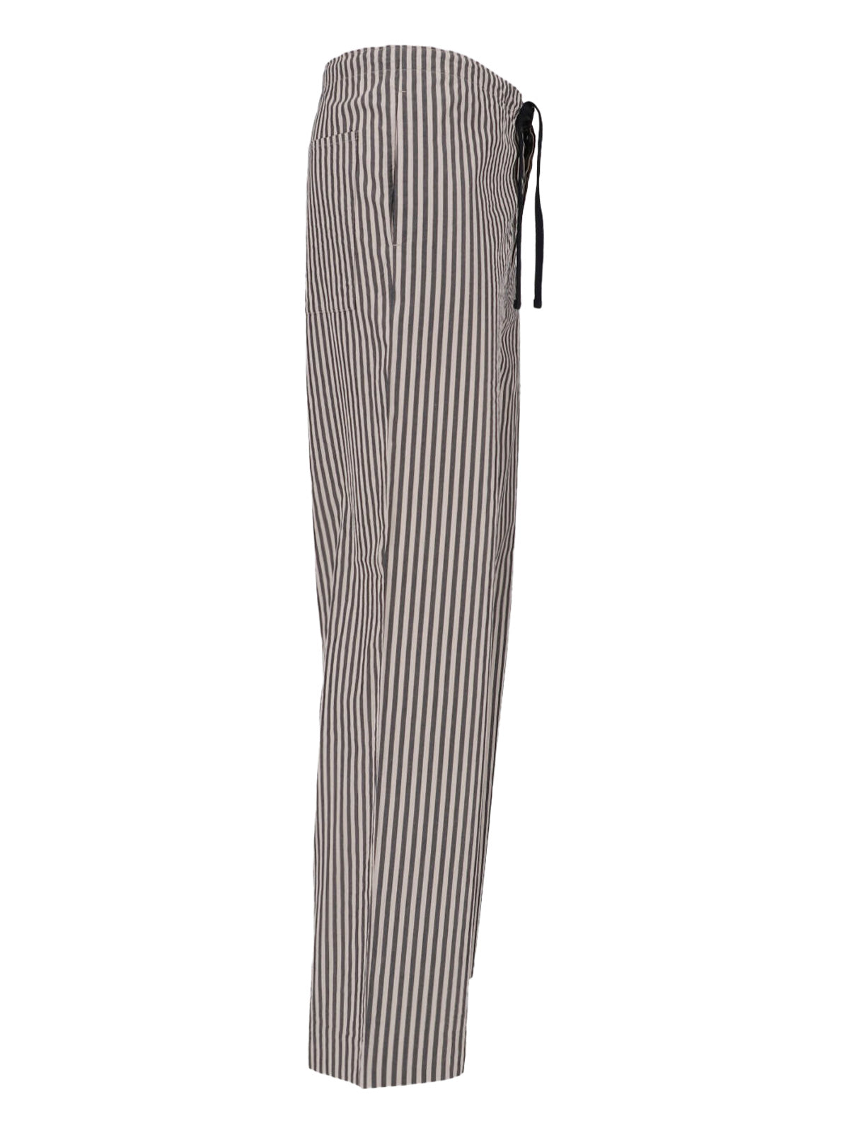 Black/Beige Vertical Striped Straight-Leg Trousers