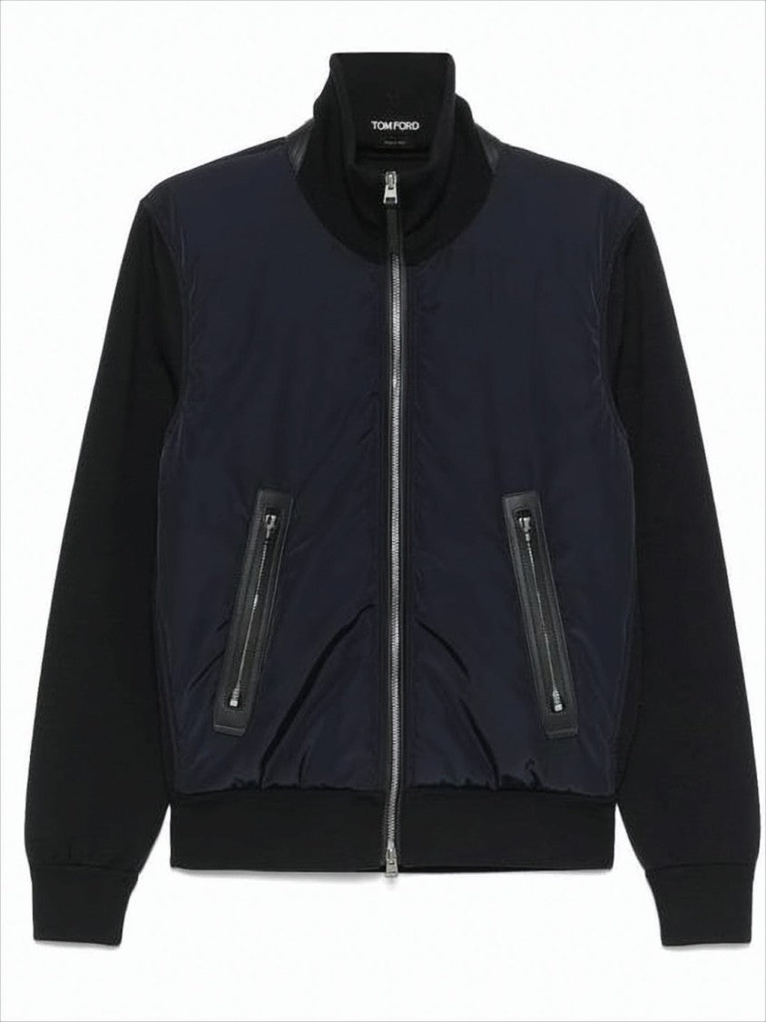 Black Zip Jacket with Ribbed Details