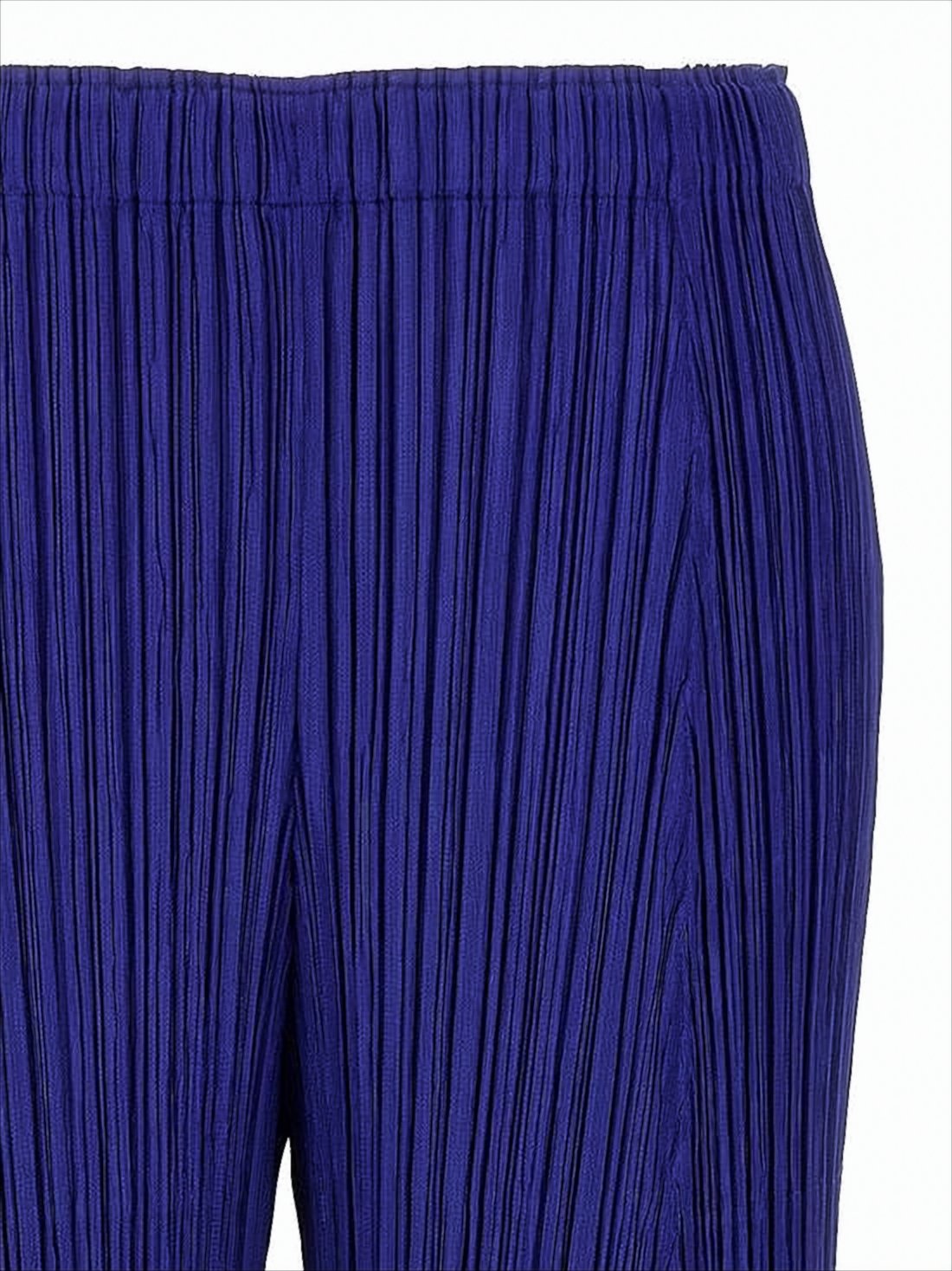 Pleated Wide-Leg Cropped Pants with Elastic Waistband