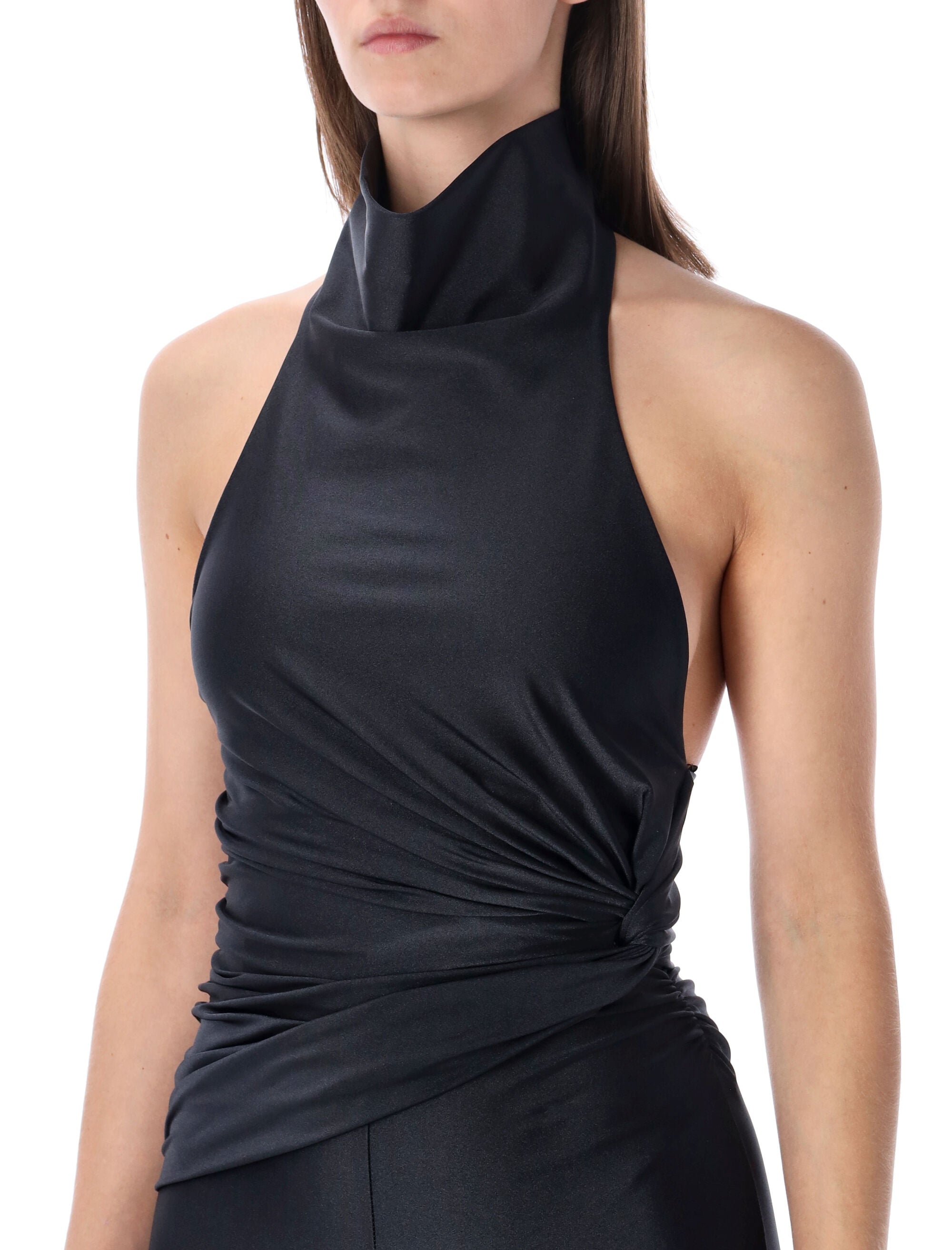 Sculptural Black Jumpsuit With Halterneck