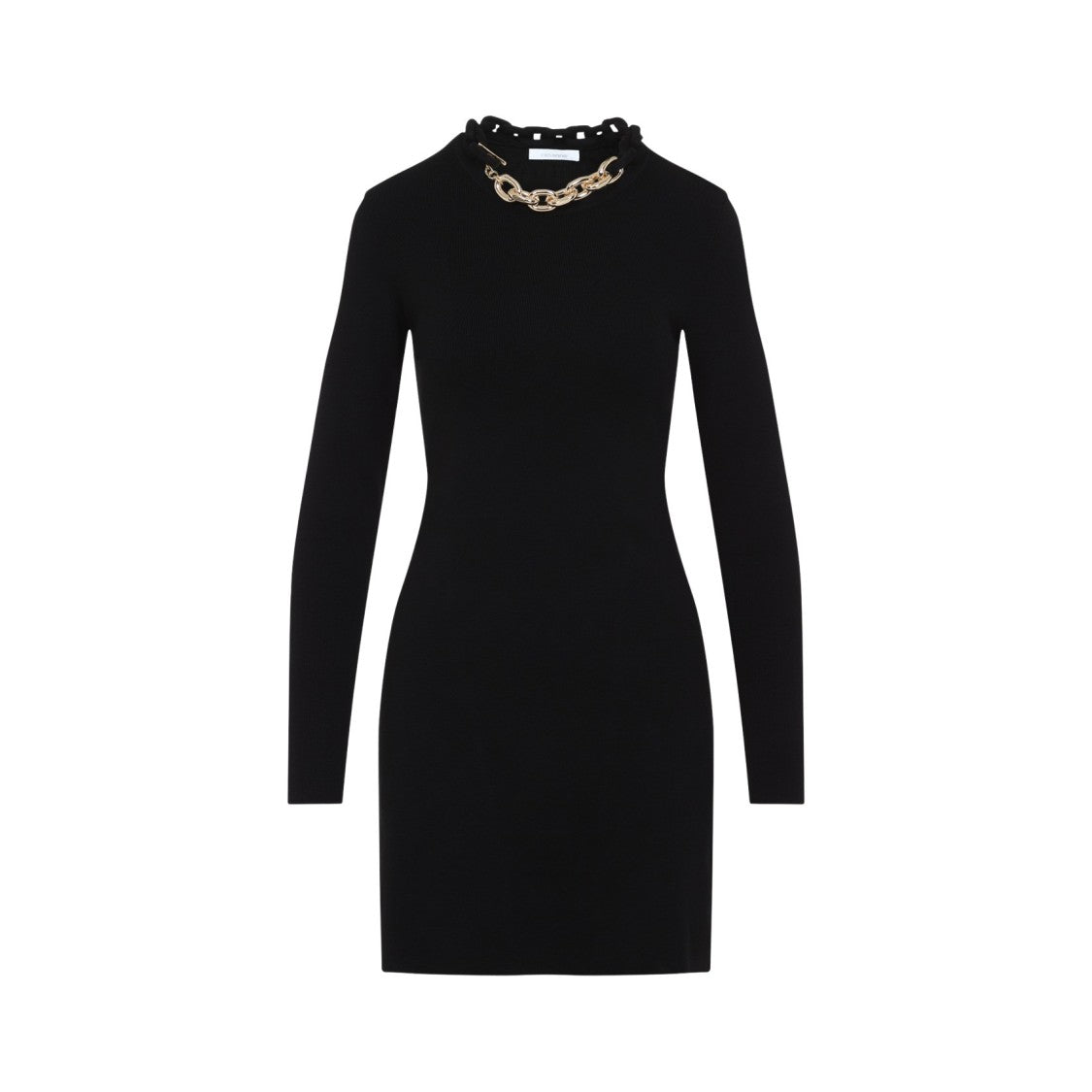 Black Silk-Cotton Blend Dress With Chain Detail