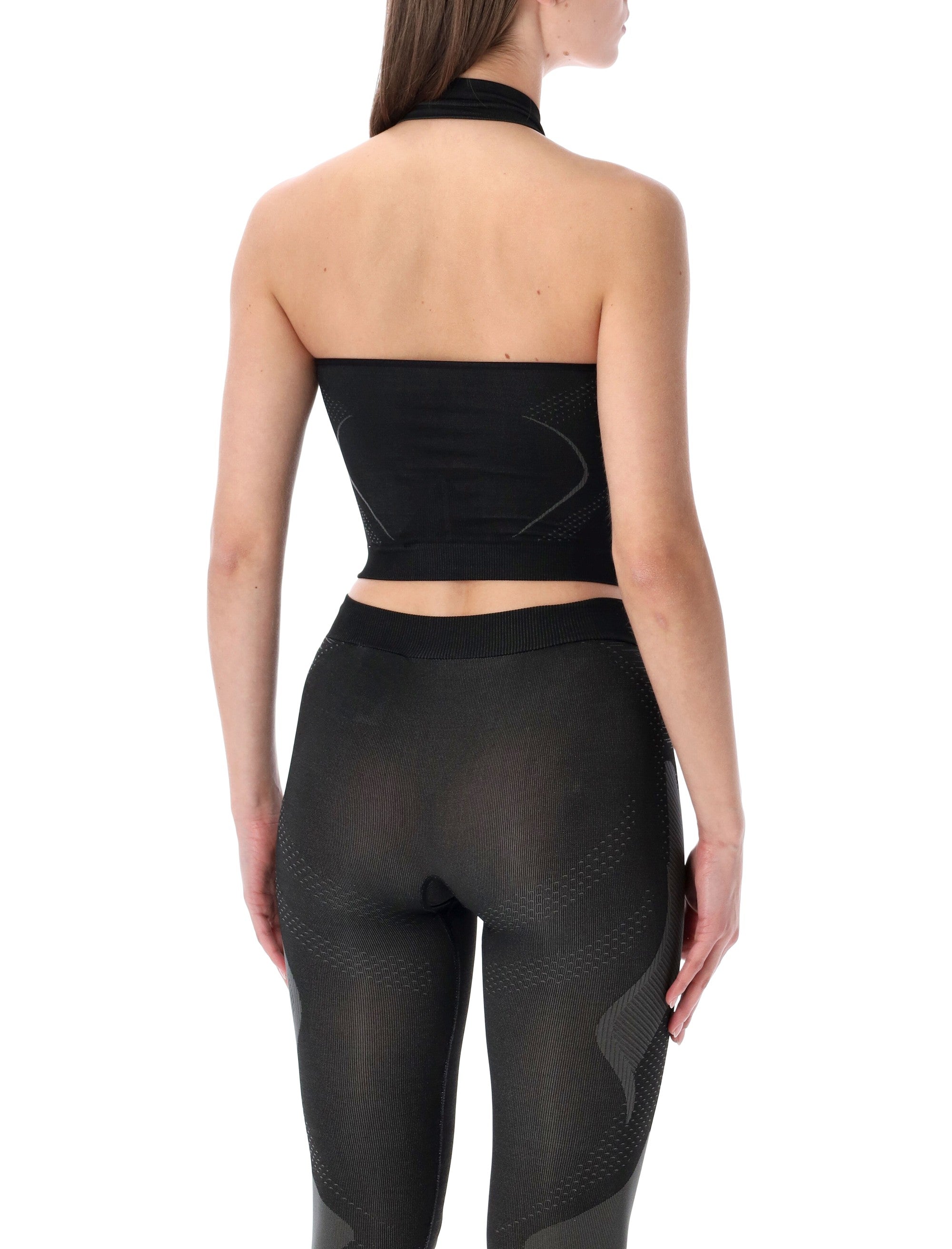 Halter-Neck Active Top with Jacquard Detailing