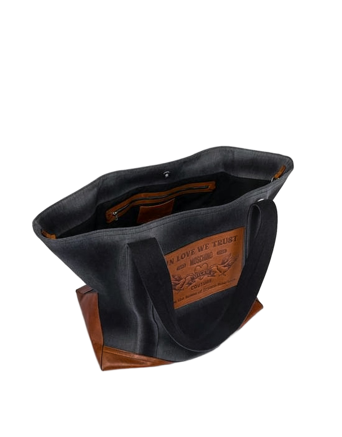 Structured Shoulder Bag with Brown Leather Accents