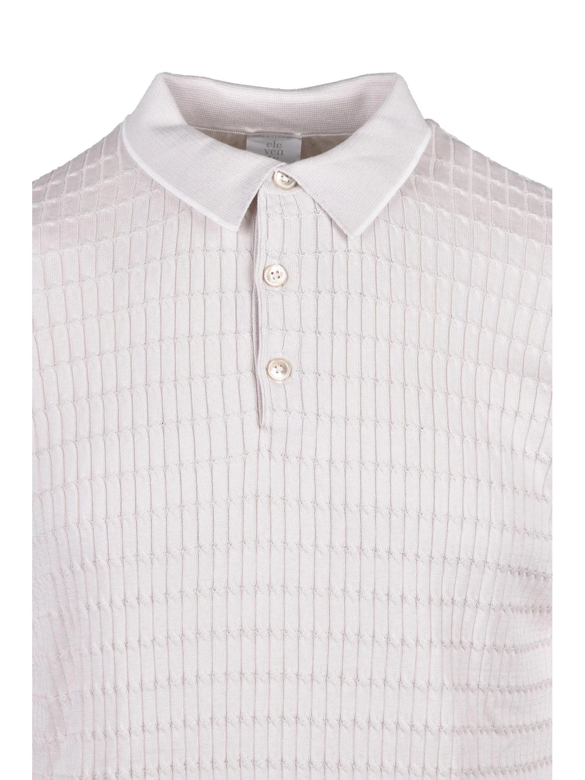 Beige Cotton Knit Polo Shirt