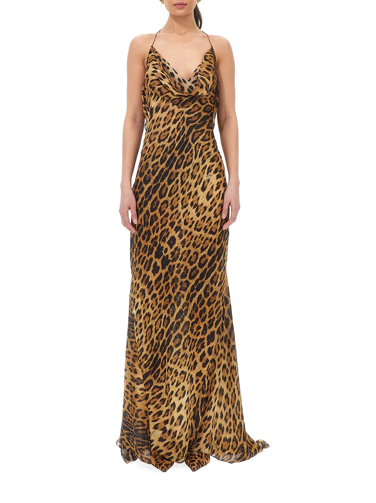 Jaguar Print Silk Maxi Dress